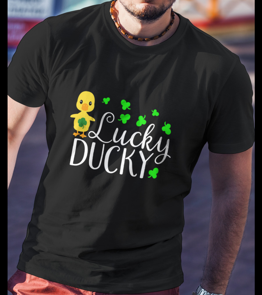 Lucky Ducky Irish Bird With Shamrocks T-Shirt