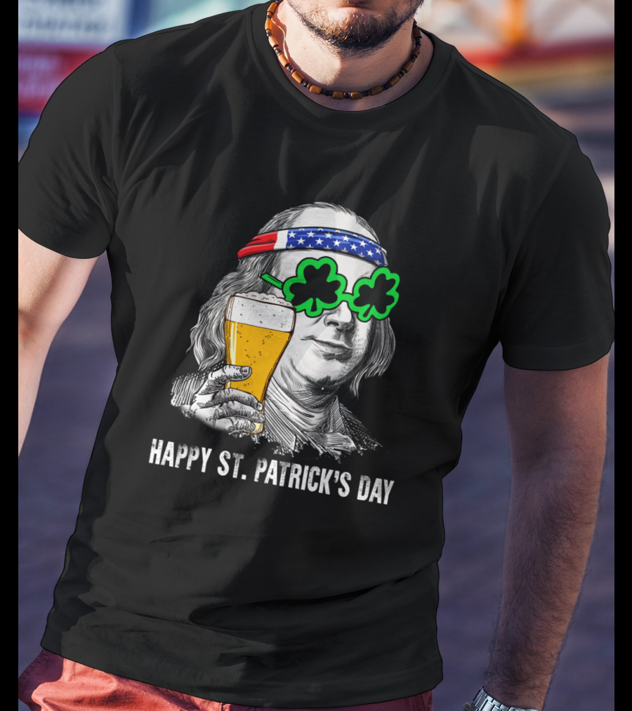 Happy St. Patrick's Day George Washington Beer Clover Glasses T-Shirt