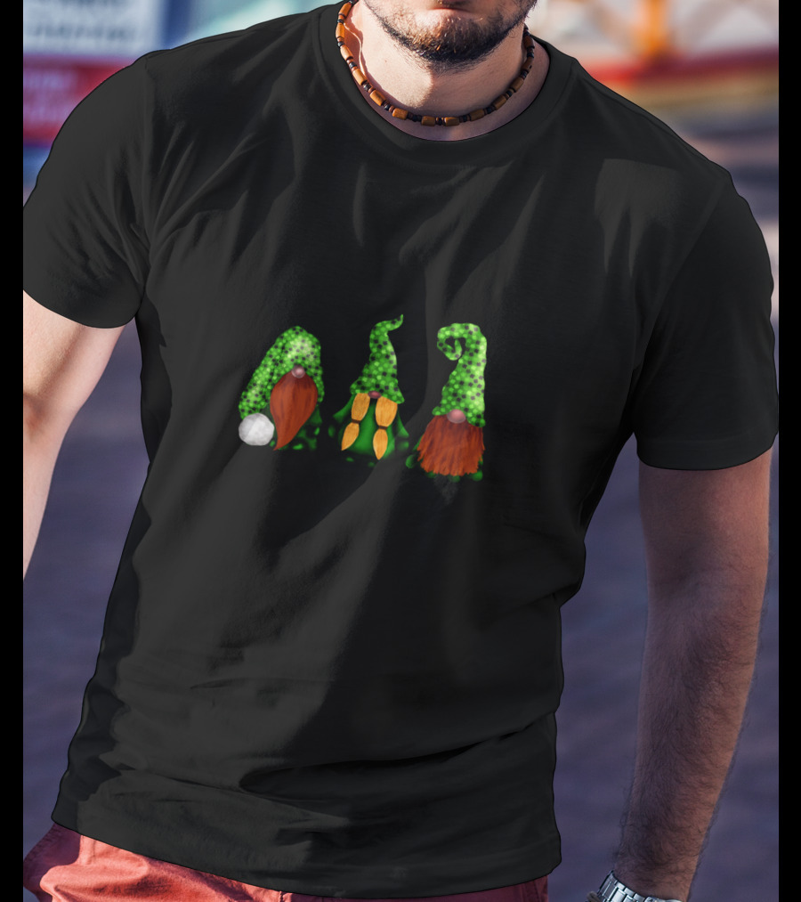 St Patricks Day Gnomes With Green Shamrock Hats T-Shirt