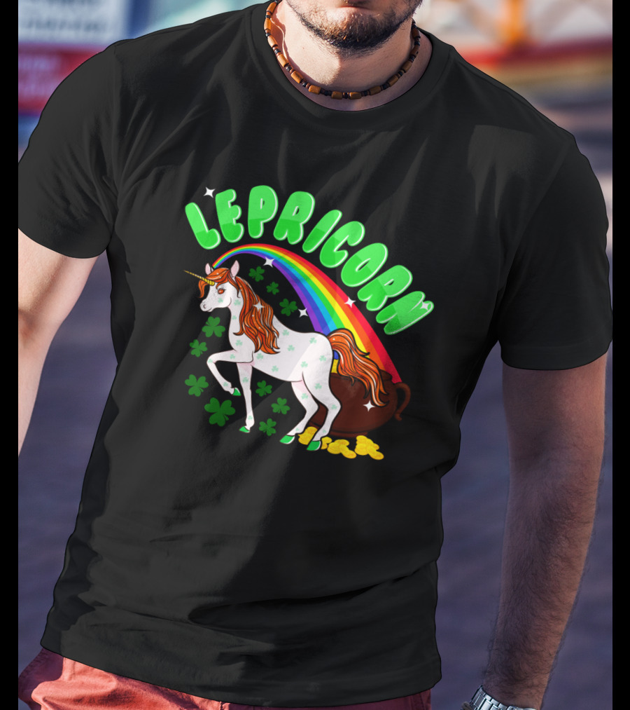 Lepricorn St Patricks Day Unicorn Rainbow Clover Pot Of Gold T-Shirt