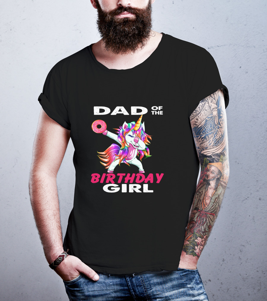 Dad Of The Birthday Girl Unicorn Donut T-Shirt