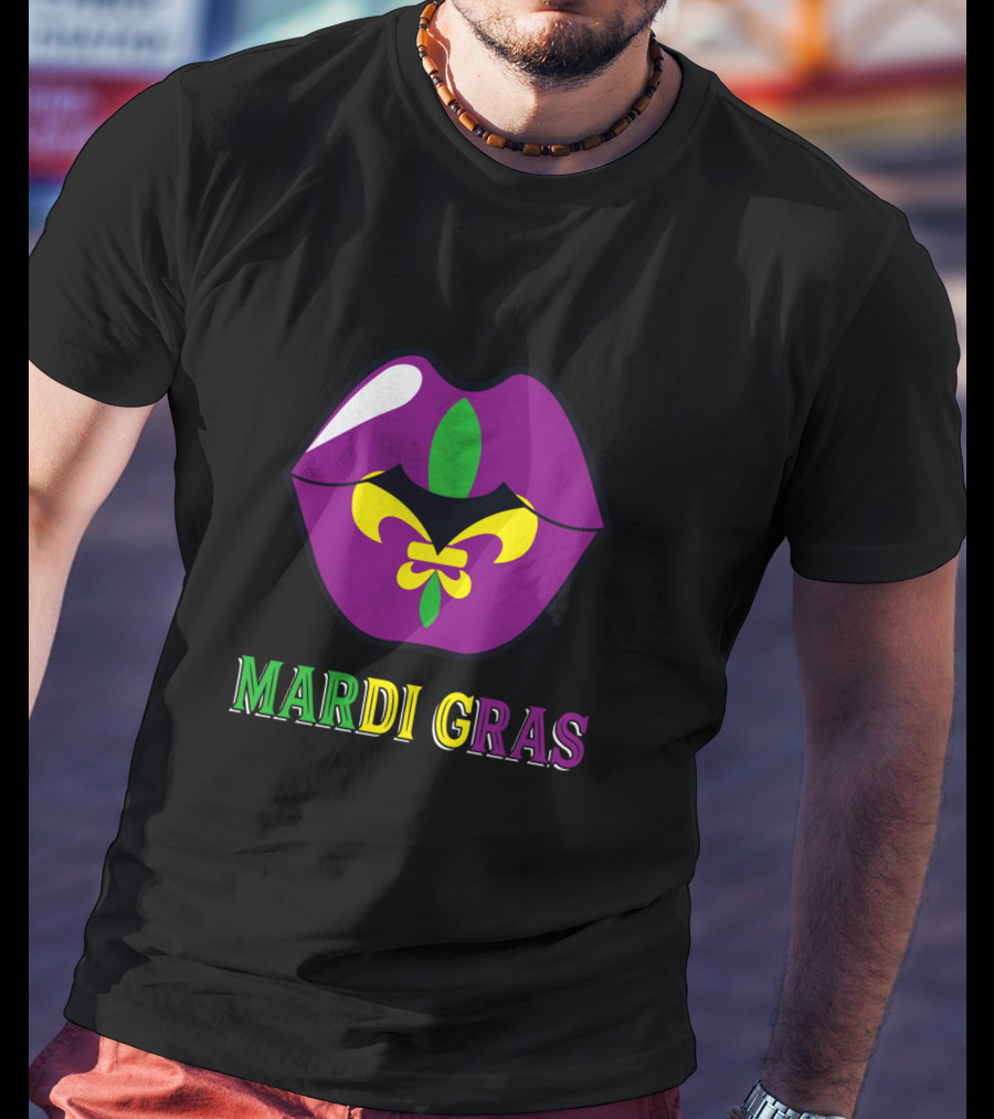 Mardi Gras Fleur De Lis Lips T-Shirt