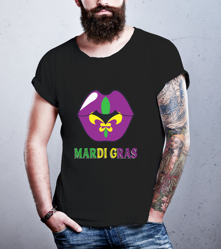 Mardi Gras Fleur De Lis Lips T-Shirt