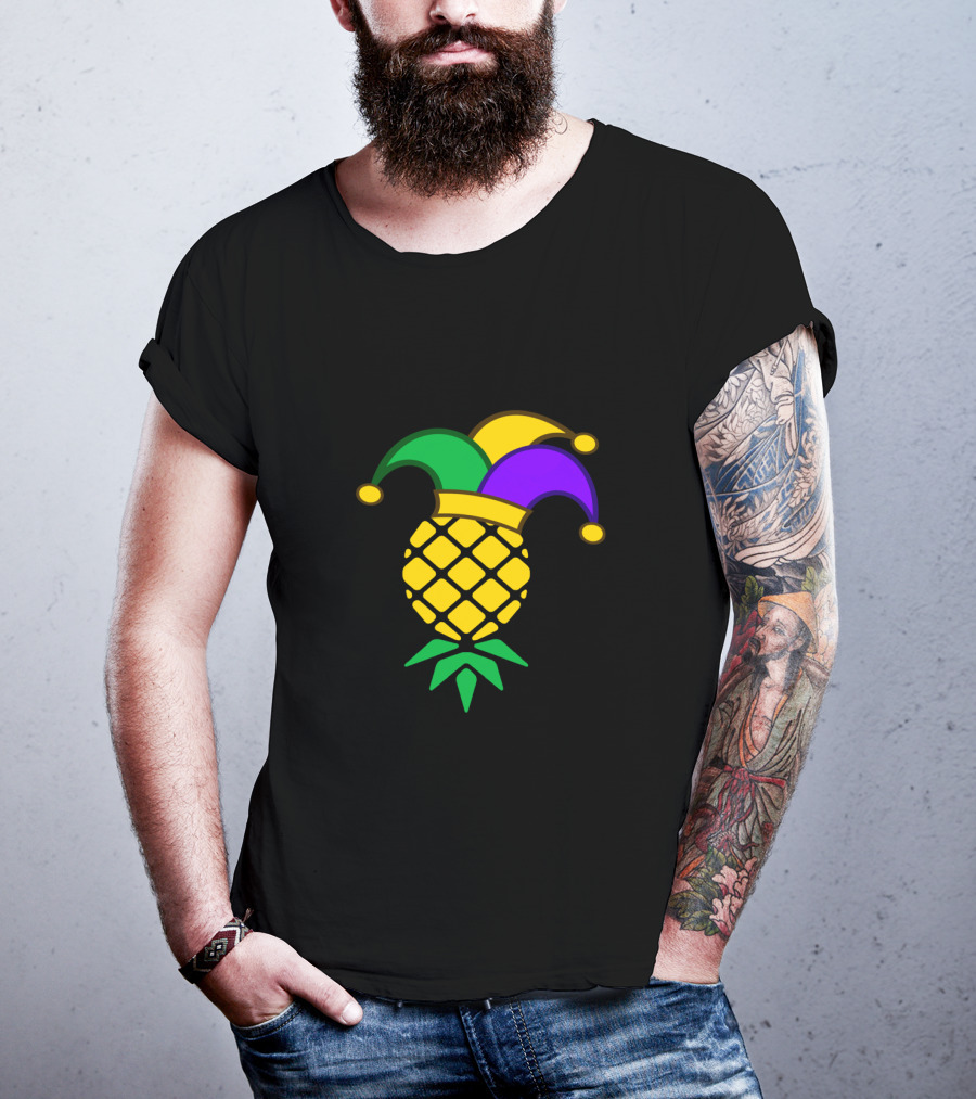 Upside Down Pineapple Jester Hat Mardi Gras T-Shirt