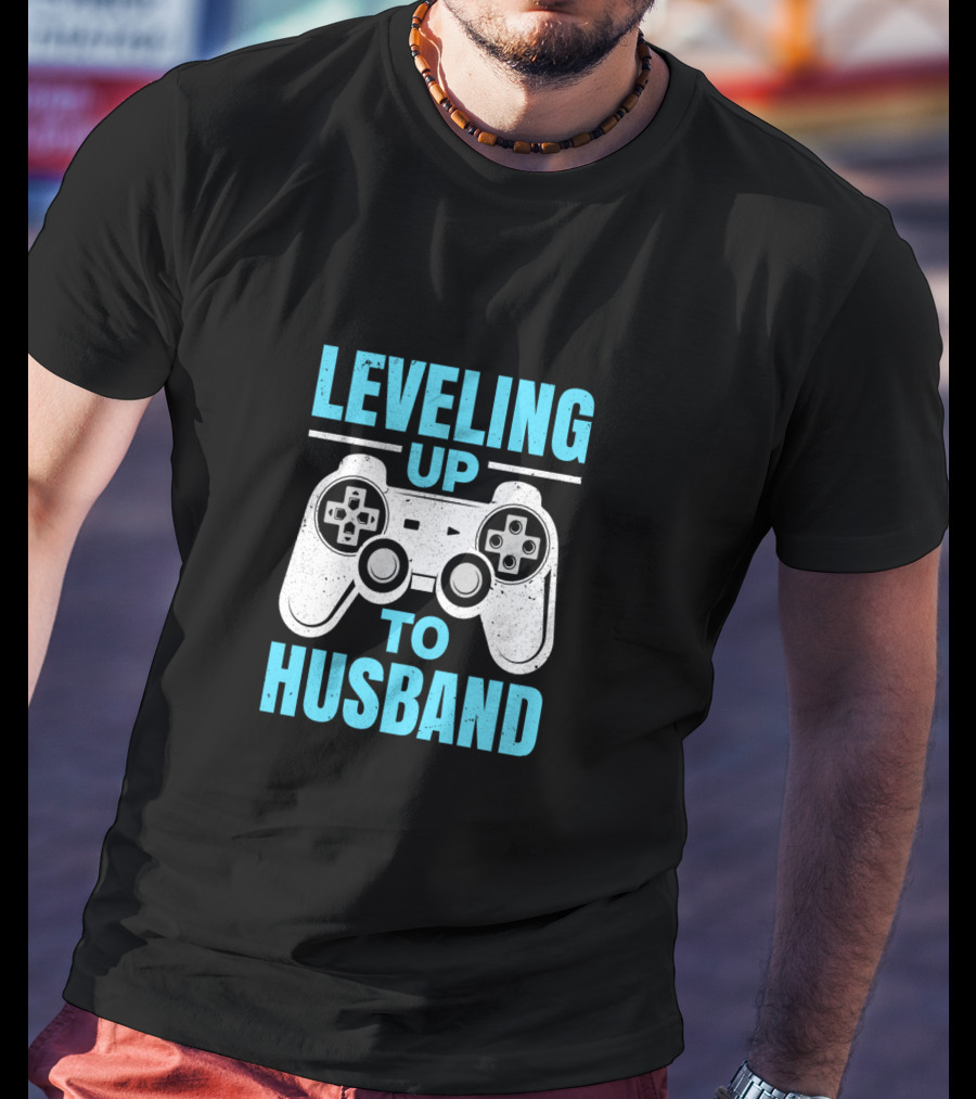 Leveling Up To Husband Funny Gamer Video Game Controller T-Shirt