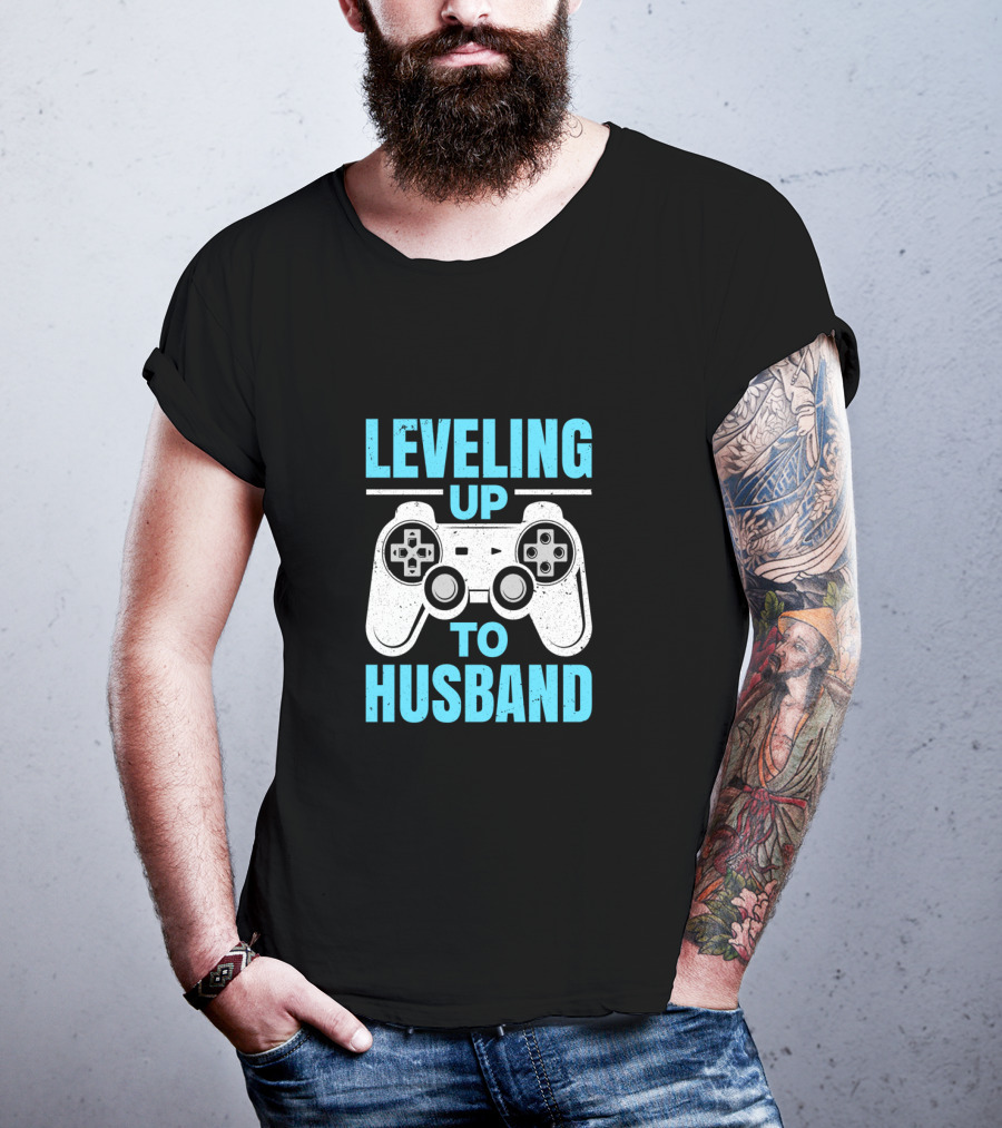 Leveling Up To Husband Funny Gamer Video Game Controller T-Shirt