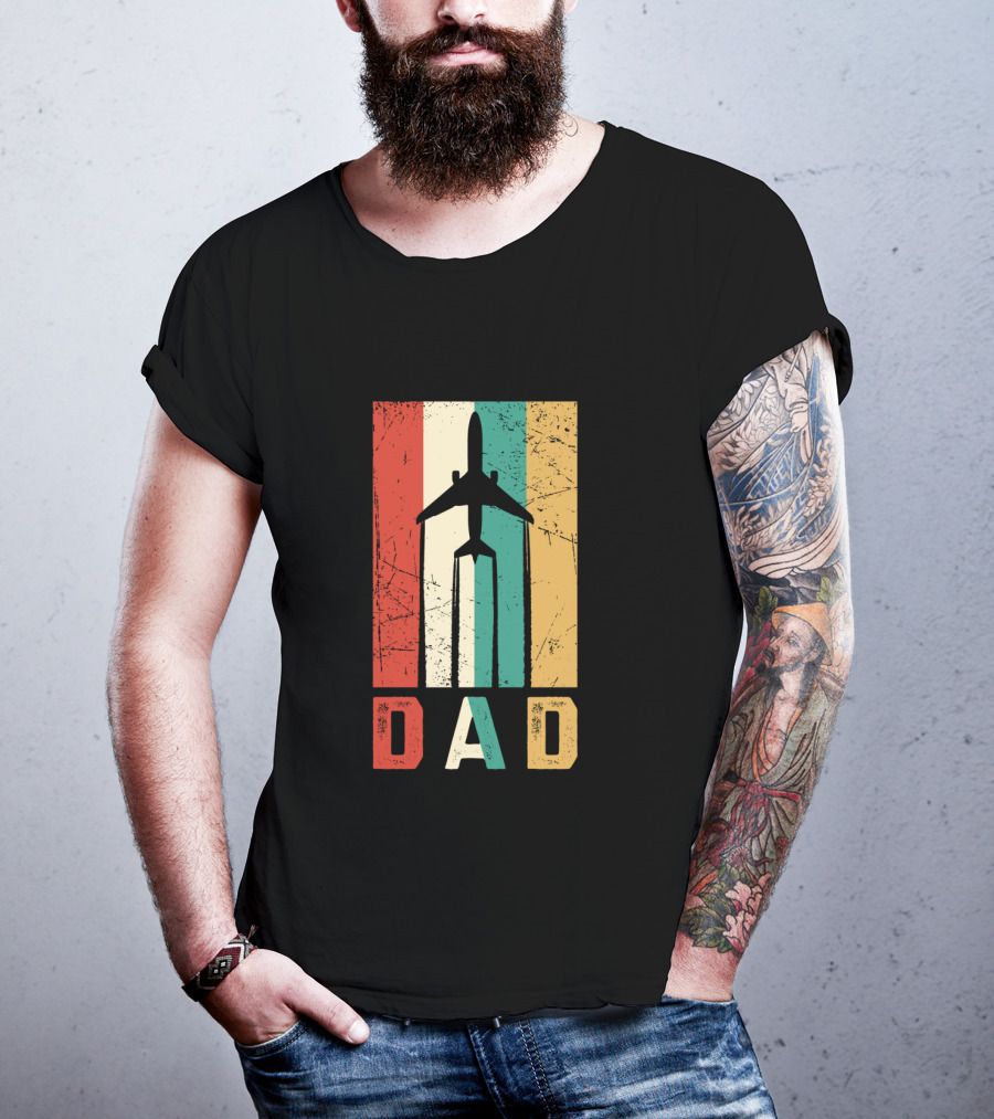 Dad Retro Airplane Vintage Aviation Pilot T-Shirt