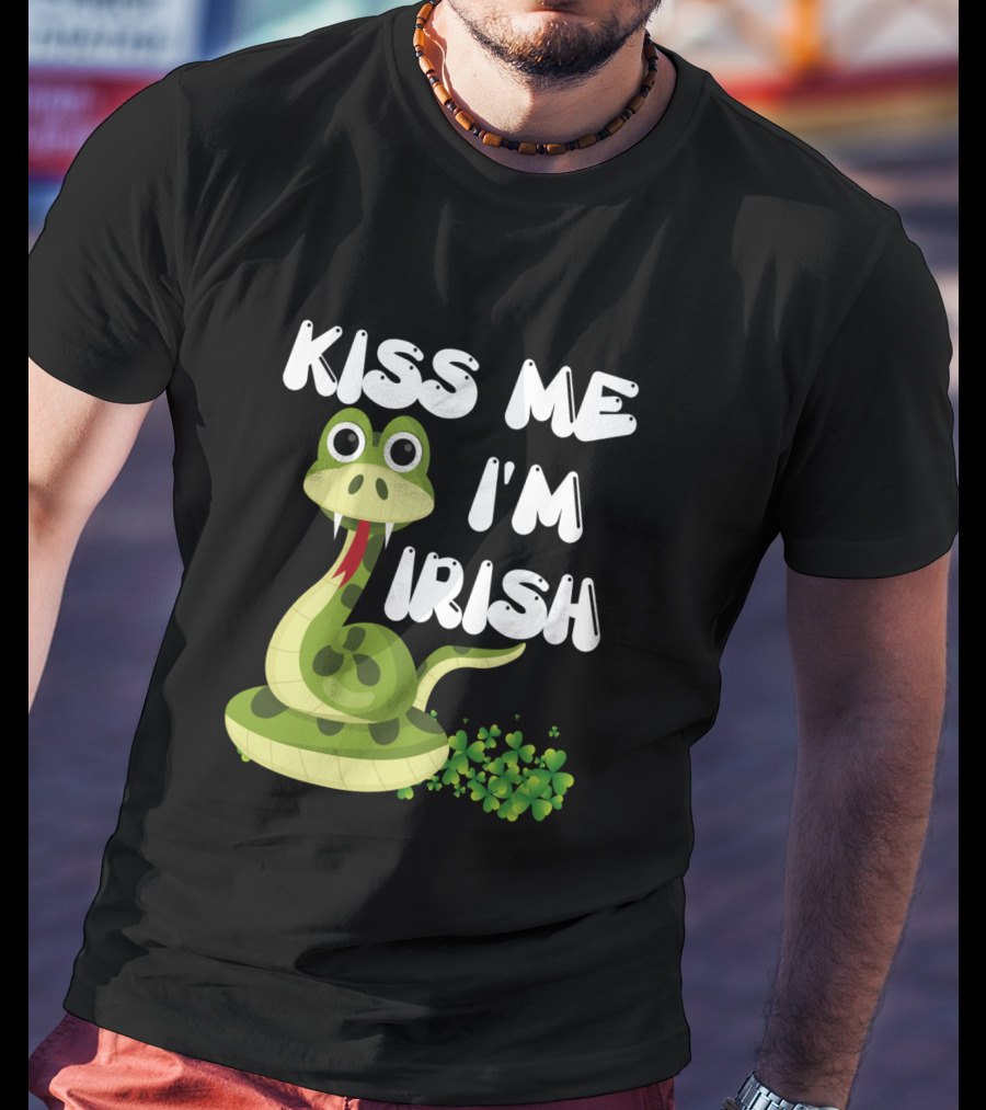 Kiss Me I'm Irish Snake With Shamrocks T-Shirt