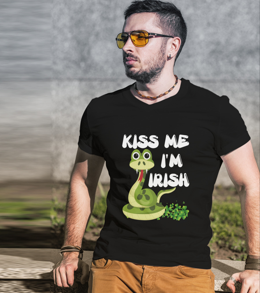 Kiss Me I'm Irish Snake With Shamrocks T-Shirt