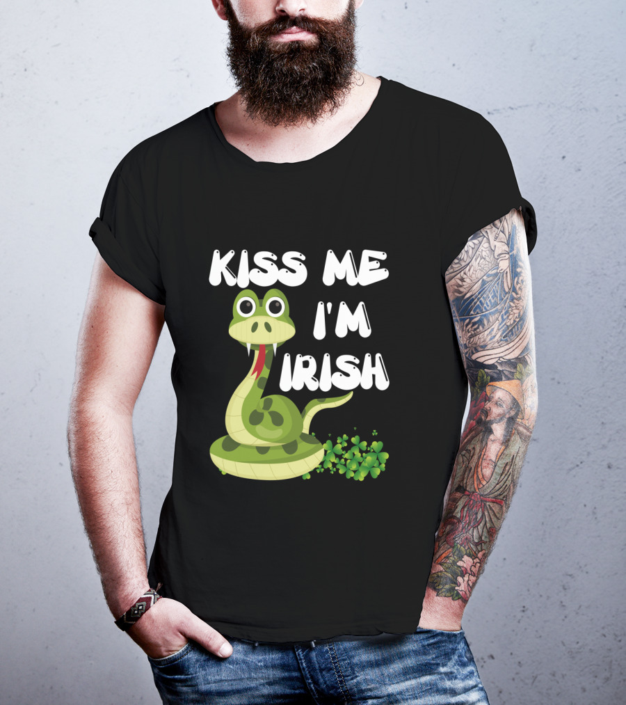 Kiss Me I'm Irish Snake With Shamrocks T-Shirt