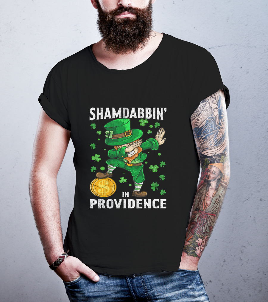 Shamdabbin' Leprechaun With Gold Coin In Providence St Patricks Day T-Shirt