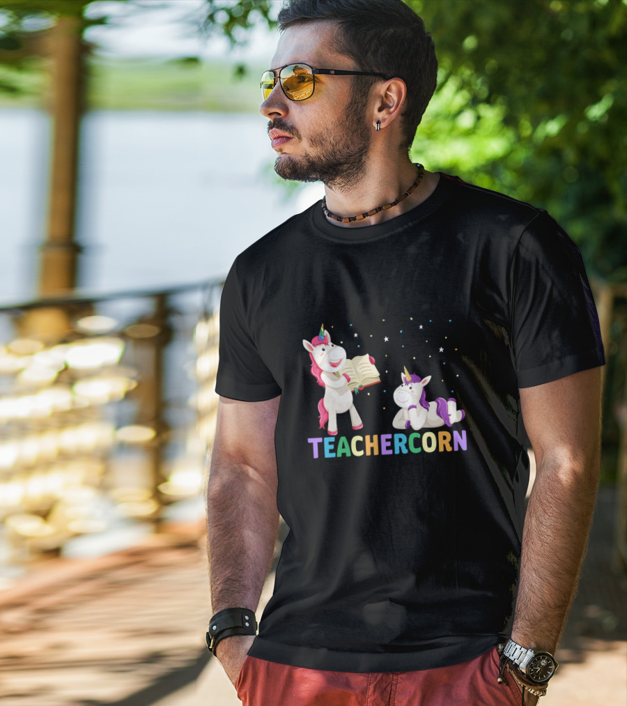 TEACHERCORN Magical Unicorn Teacher Appreciation Stars Book T-Shirt
