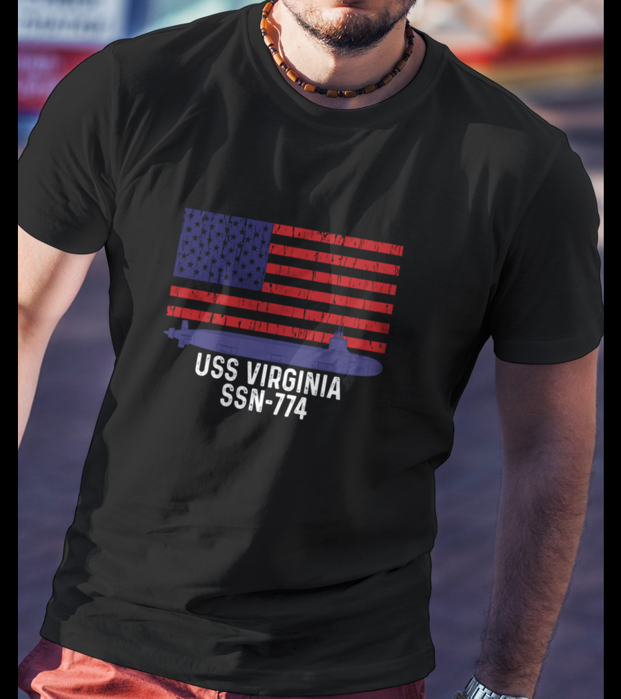 USS Virginia SSN-774 Submarine American Flag Vintage Navy T-Shirt