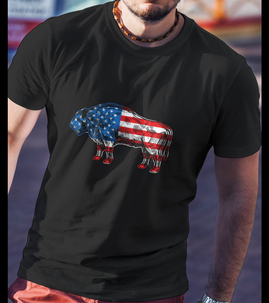 Buffalo Vintage American Flag Wildlife T-Shirt