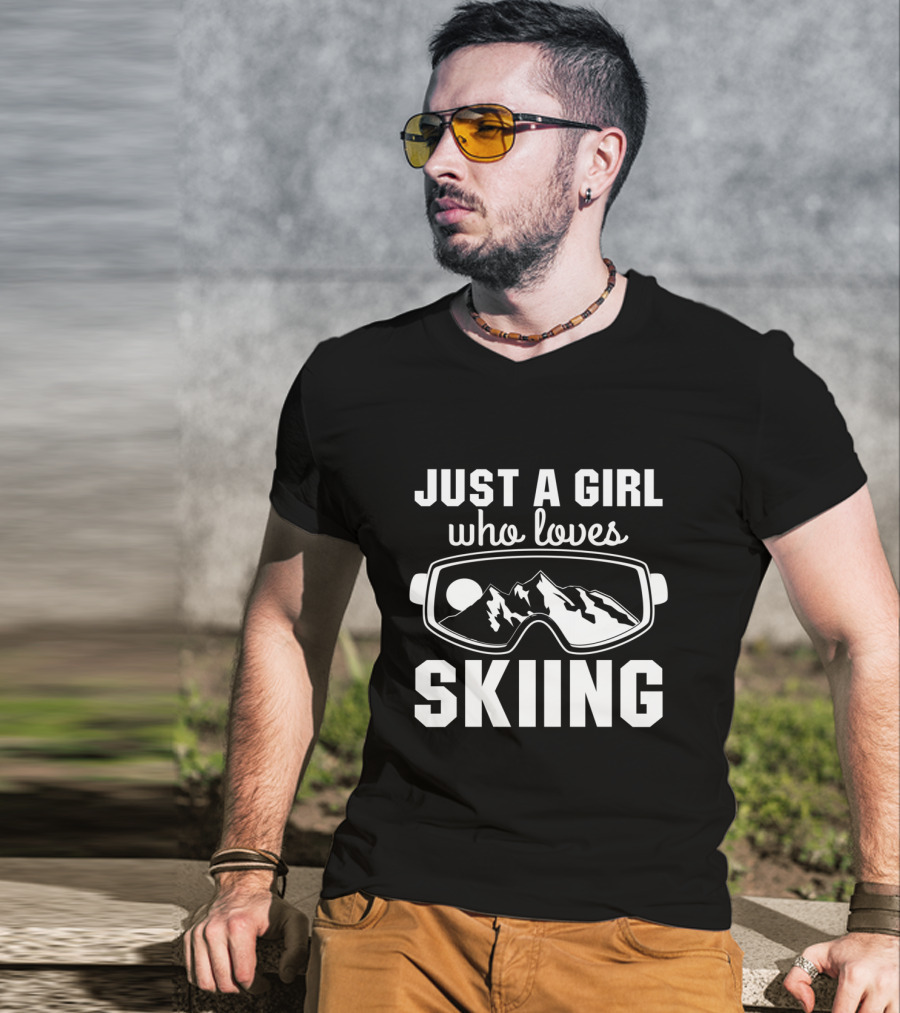 Just A Girl Who Loves Skiing Ski Goggles Mountain T-Shirt