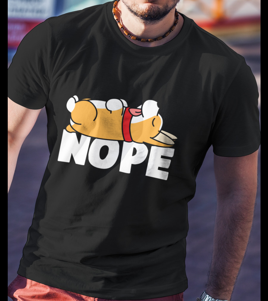 Napping Corgi Nope Lazy Dog Lover Funny T-Shirt