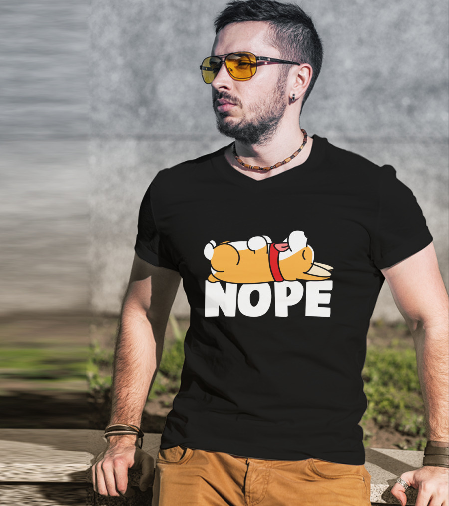 Napping Corgi Nope Lazy Dog Lover Funny T-Shirt