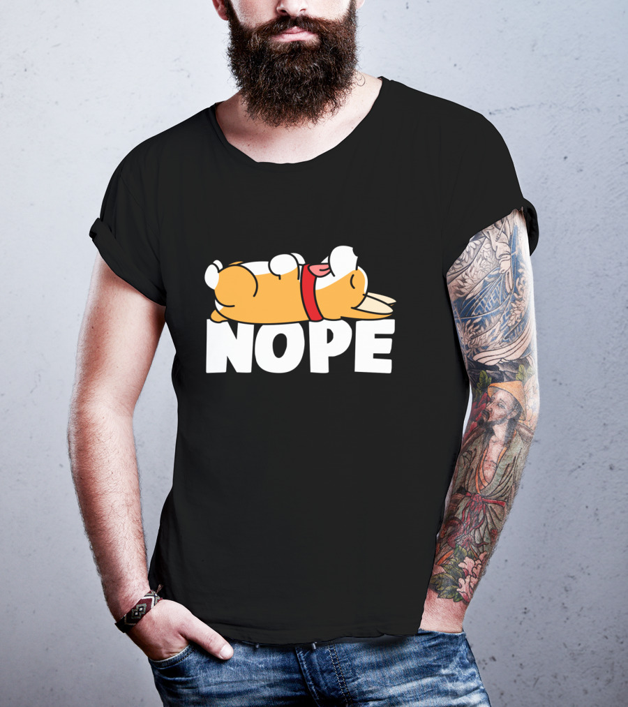 Napping Corgi Nope Lazy Dog Lover Funny T-Shirt