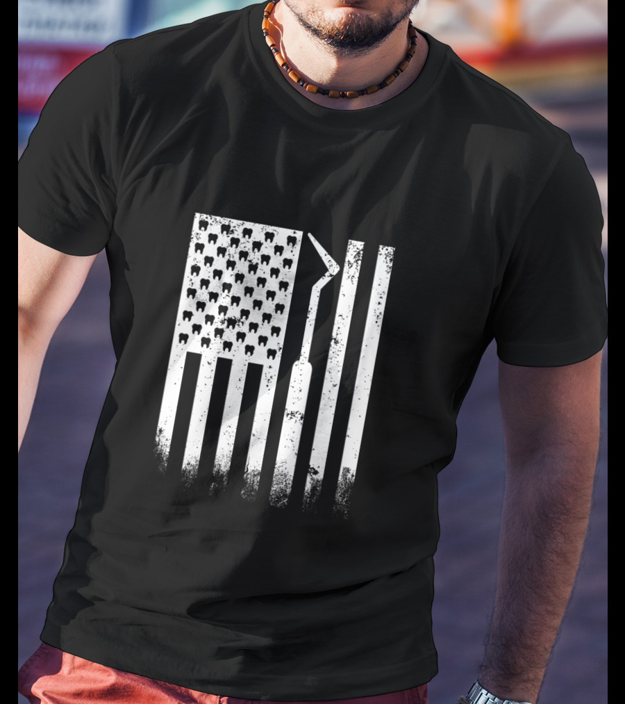 Patriotic Dentist American Flag Tooth T-Shirt