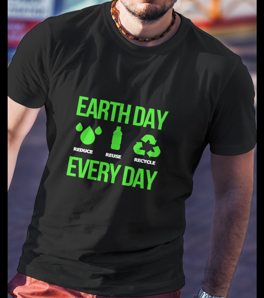 Earth Day Every Day Reduce Reuse Recycle Eco Icons T-Shirt
