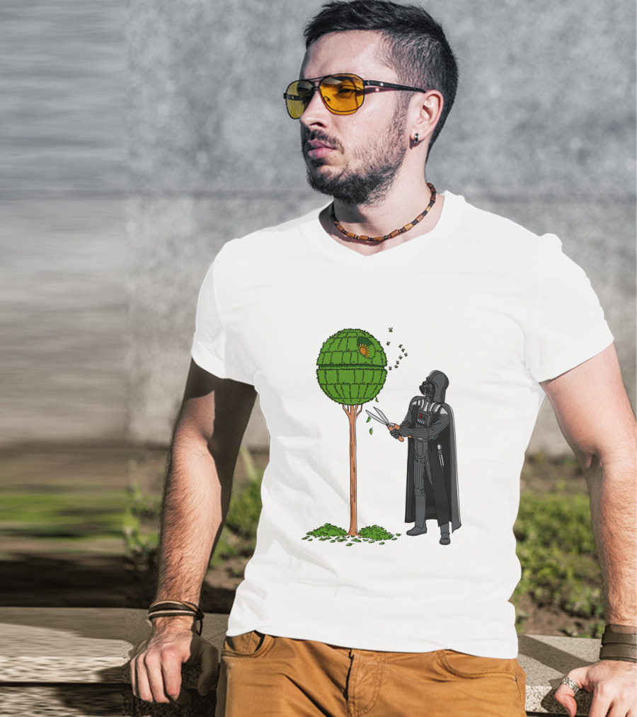 Darth Vader Pruning Death Star Topiary With Hedge Clippers T-Shirt