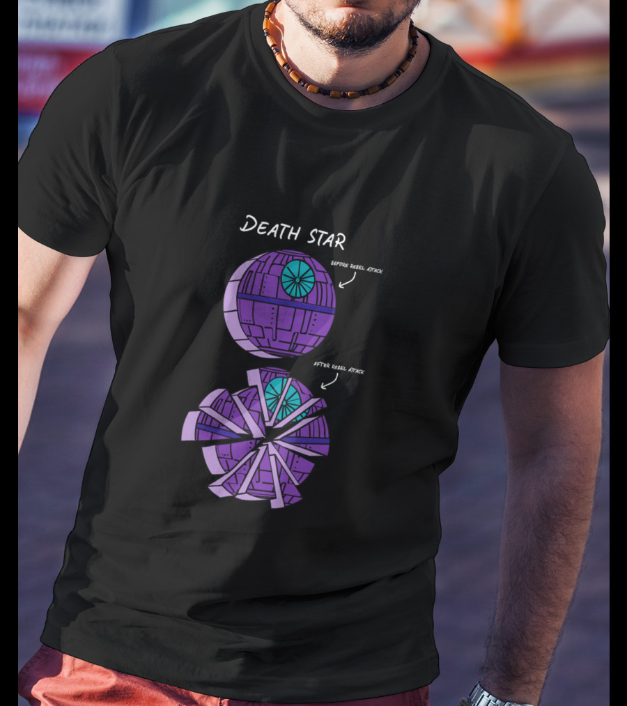 Star Wars Death Star Before Rebel Attack After Rebel Attack Pie Chart T-Shirt