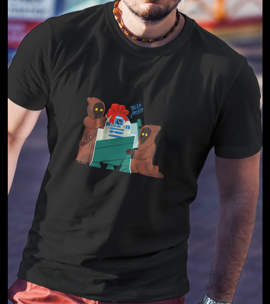 Star Wars Holiday Jawas Wrapping R2-D2 Beep Boop T-Shirt