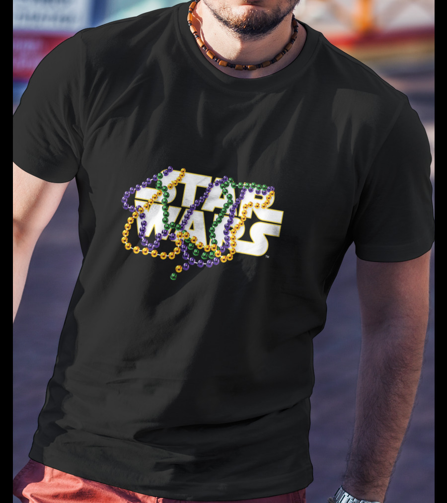Star Wars Mardi Gras Style Gold Purple Green Beads T-Shirt