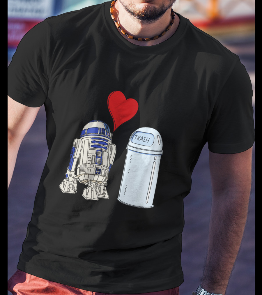 Star Wars R2 D2 Heart Trash Can Love T-Shirt