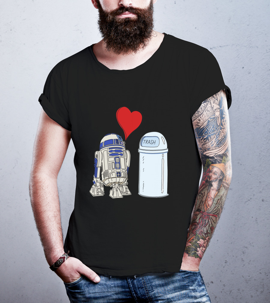 Star Wars R2 D2 Heart Trash Can Love T-Shirt
