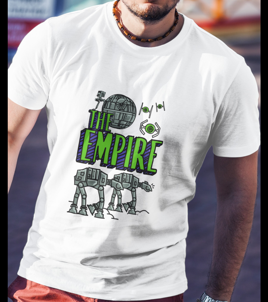 Star Wars The Empire Death Star And AT-AT Walkers Doodle T-Shirt