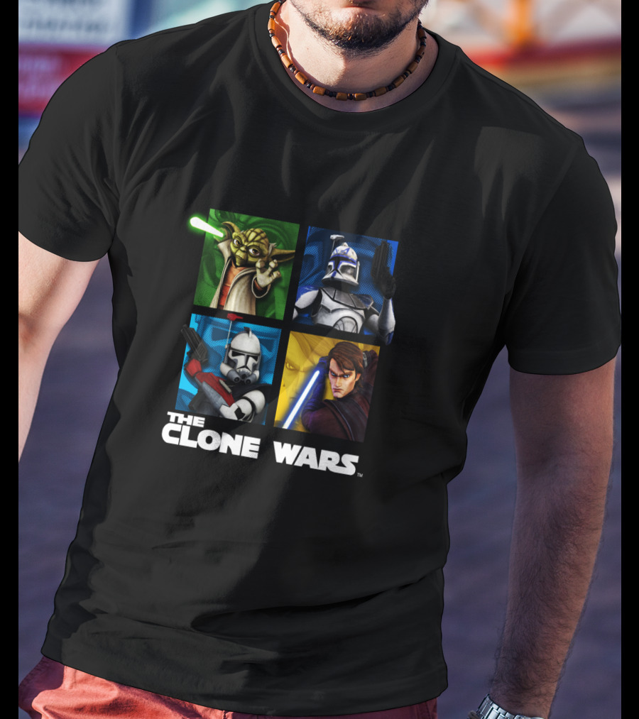 The Clone Wars Group Shot Yoda Anakin Clone Troopers Box Up T-Shirt