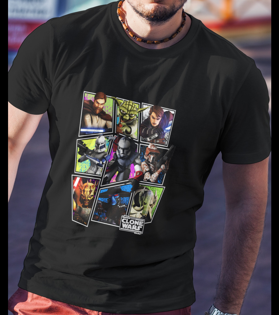 Star Wars The Clone Wars Character Panels Jedi Sith Clones T-Shirt