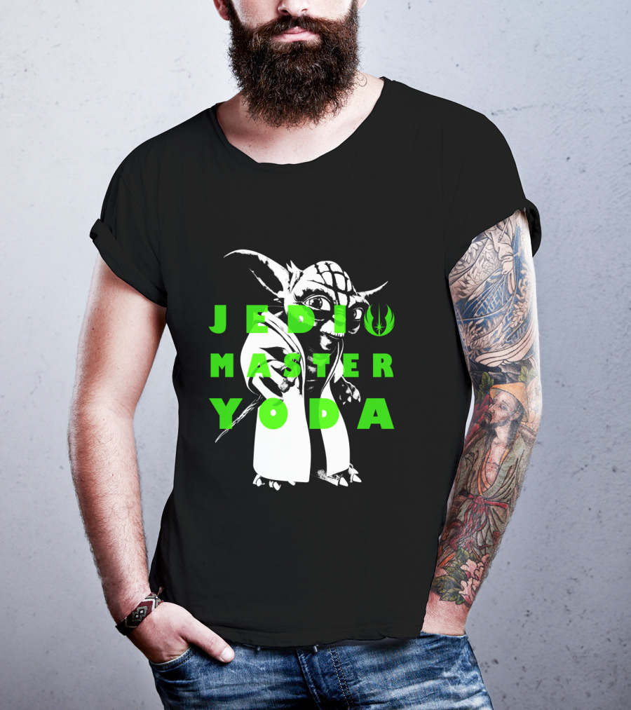 The Clone Wars Yoda Jedi Master Green Text Overlay T-Shirt