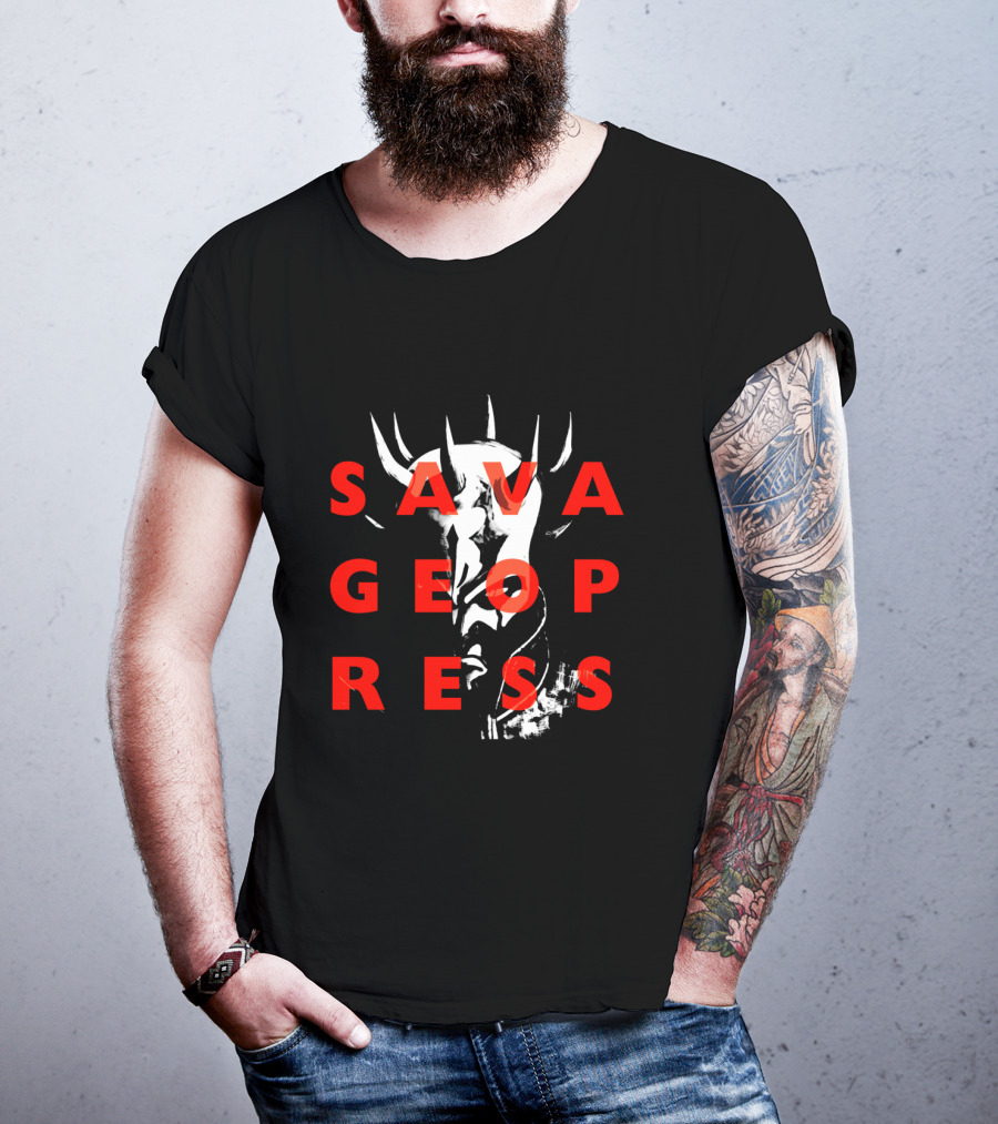 The Clone Wars Savage Opress Bold Red Text Overlay Face T-Shirt