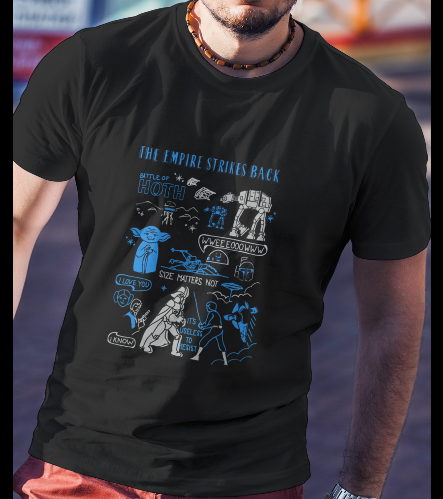 The Empire Strikes Back Battle Of Hoth Size Matters Not Star Wars Doodle T-Shirt