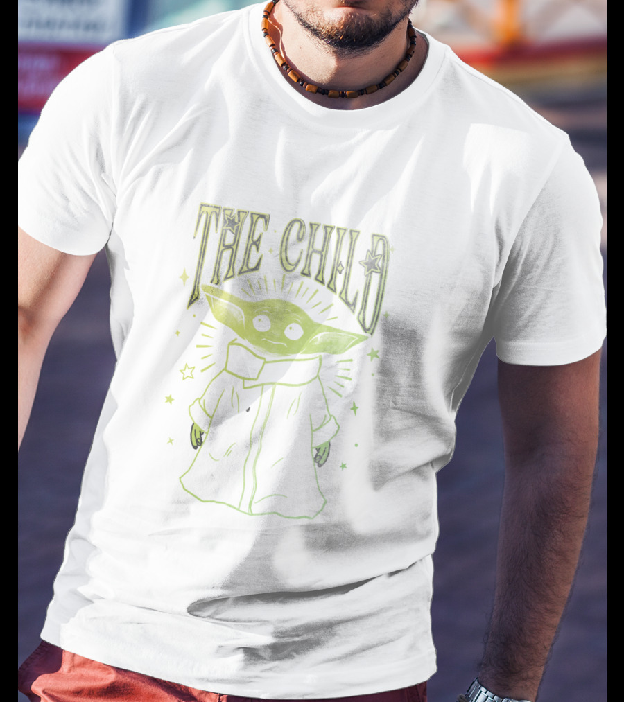 The Mandalorian The Child Stars Outline Green T-Shirt