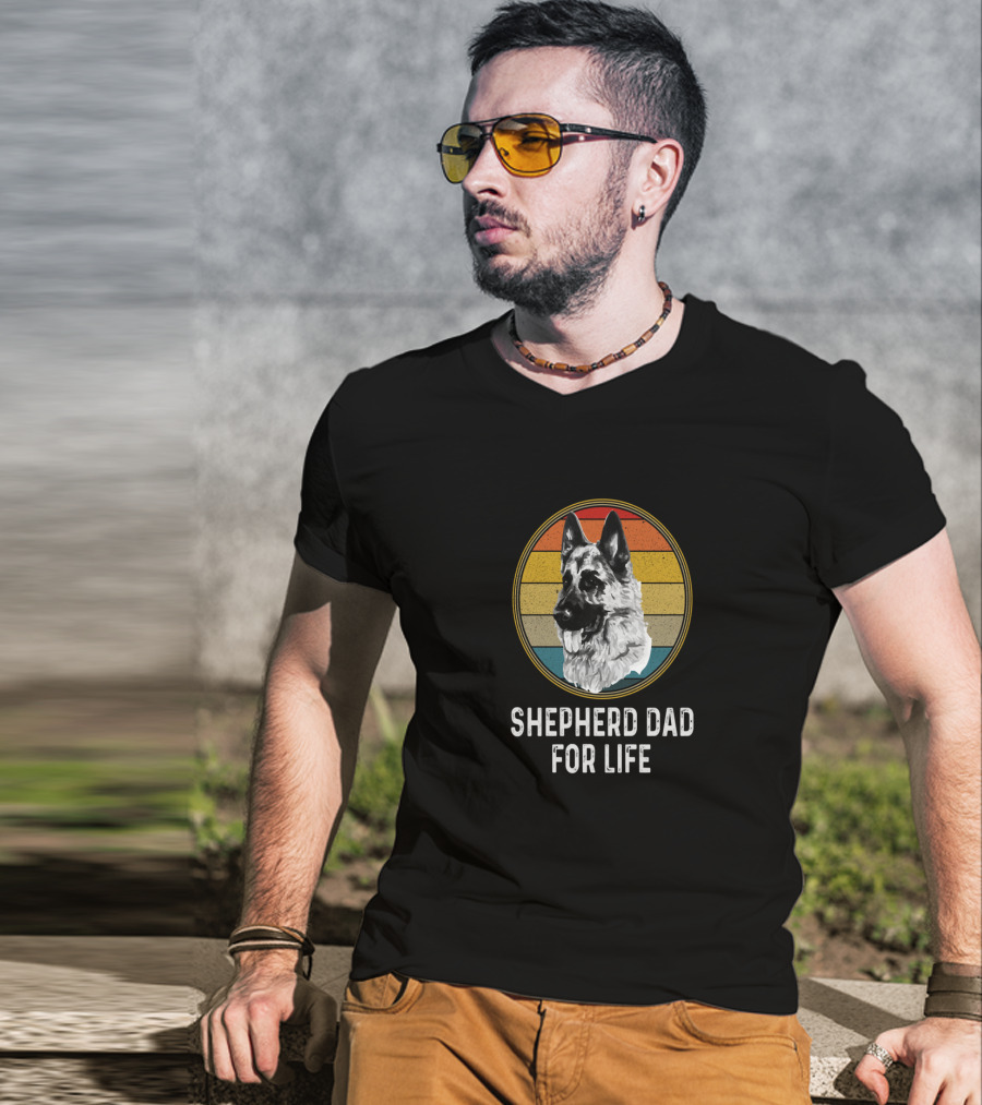 Shepherd Dad For Life German Shepherd Retro T-Shirt