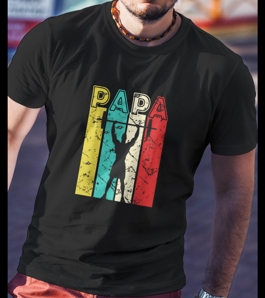 PAPA Weightlifting Silhouette Retro Colors T-Shirt