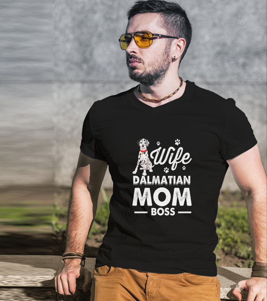 Wife Dalmatian Mom Boss Paw Prints T-Shirt