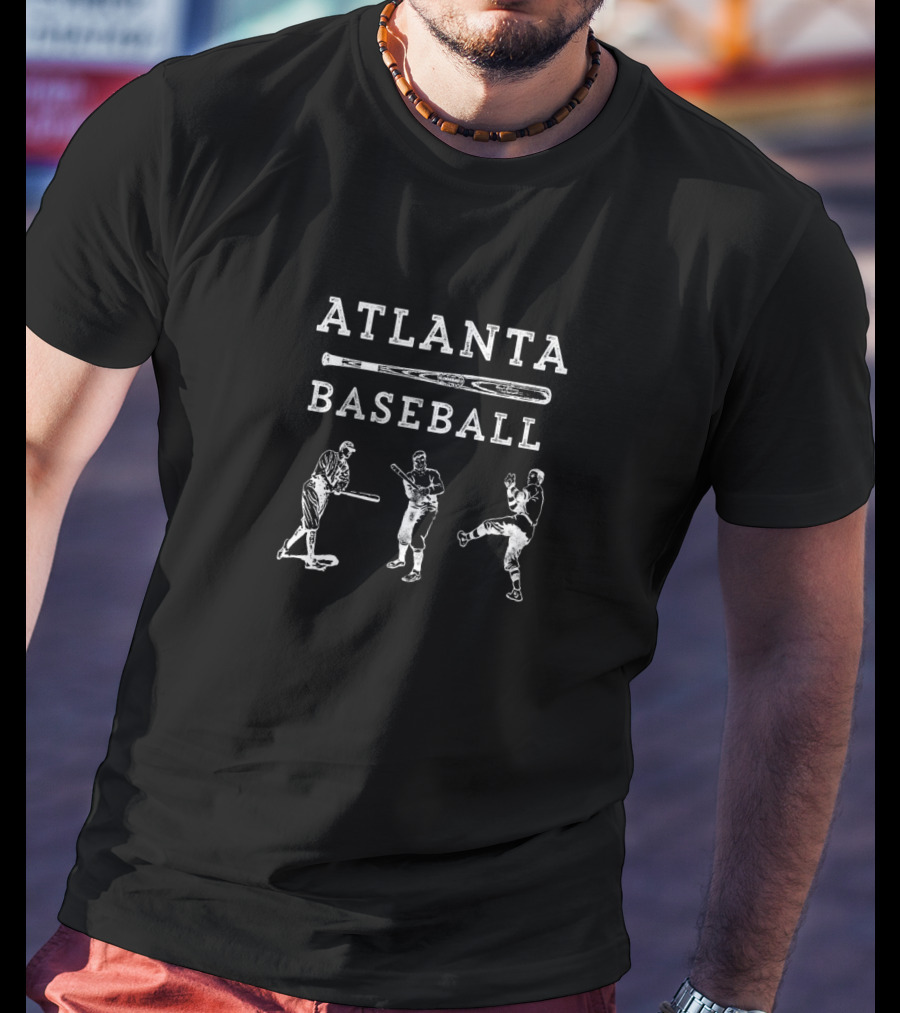 Atlanta Baseball Vintage Bat And Player T-Shirt