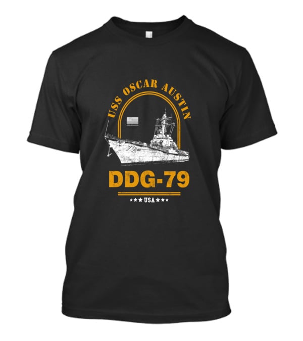 USS Oscar Austin DDG-79 USA Navy Ship Flag Stars T-Shirt