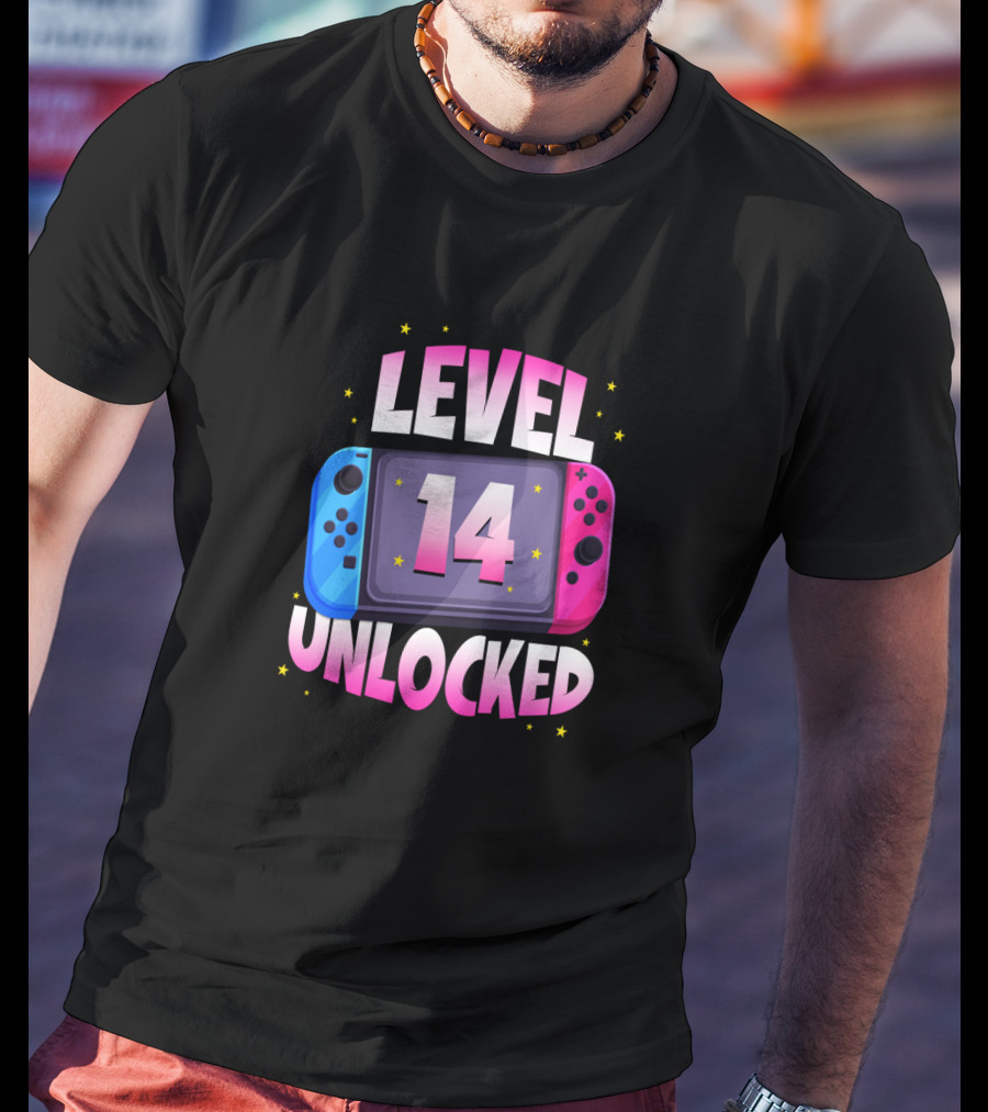 Level 14 Unlocked Birthday Girl 14 Years Old Video Games Console T-Shirt