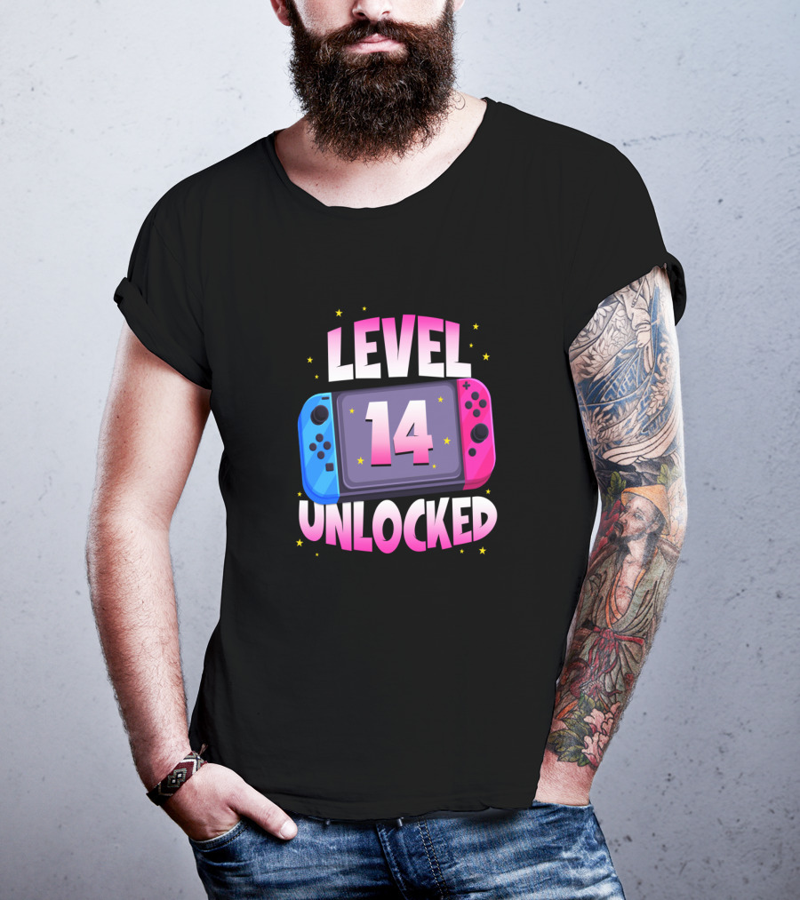 Level 14 Unlocked Birthday Girl 14 Years Old Video Games Console T-Shirt