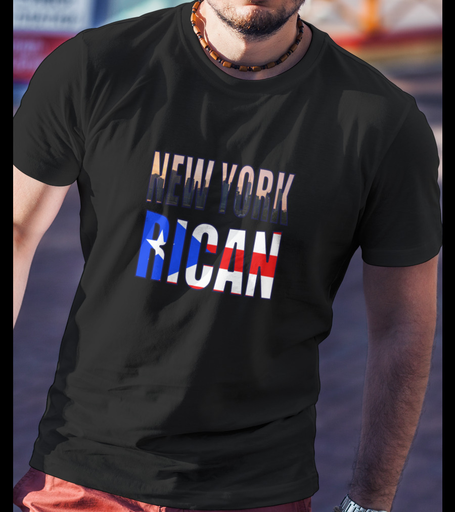 New York Rican Puerto Rico Heritage Flag Skyline T-Shirt