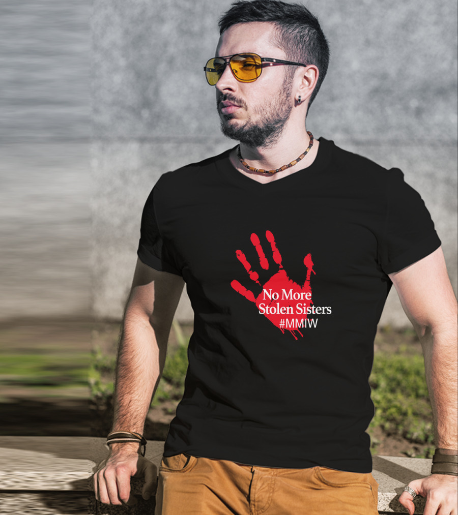 No More Stolen Sisters MMIW Red Handprint Missing Murdered Indigenous Awareness T-Shirt