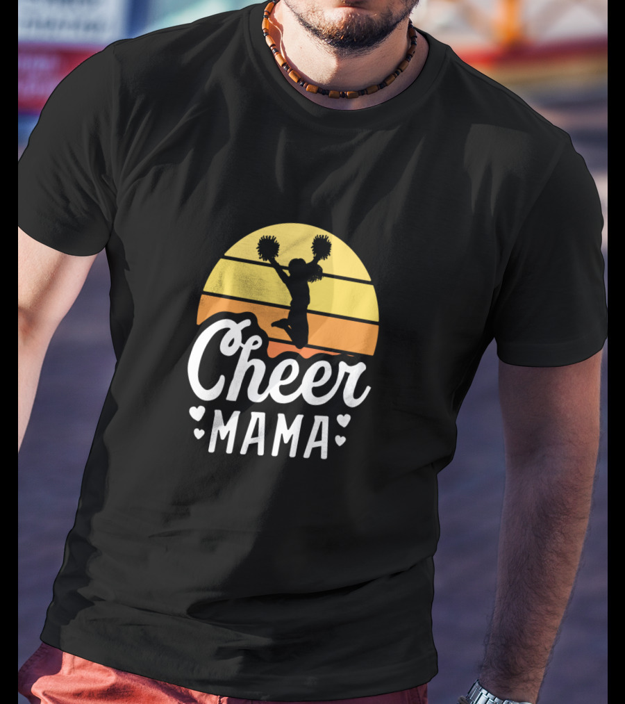 Retro Sunset Cheer Mama Cheerleader Mom T-Shirt