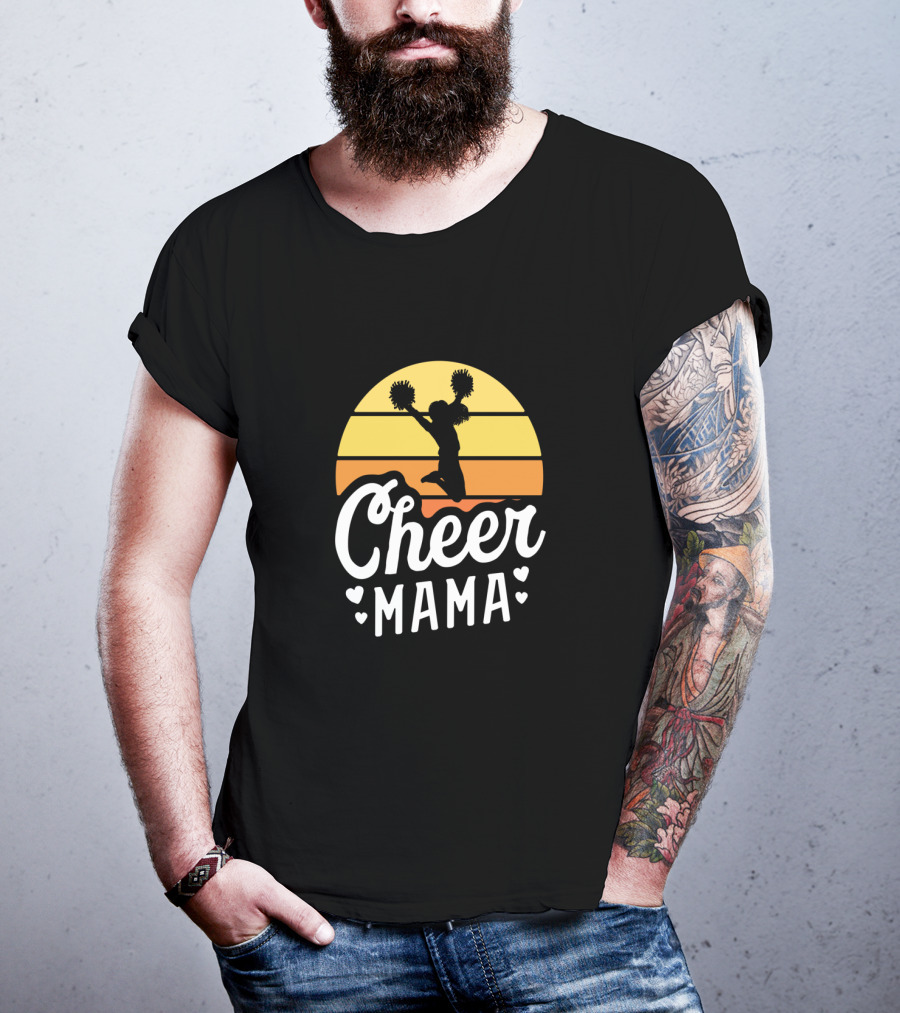 Retro Sunset Cheer Mama Cheerleader Mom T-Shirt