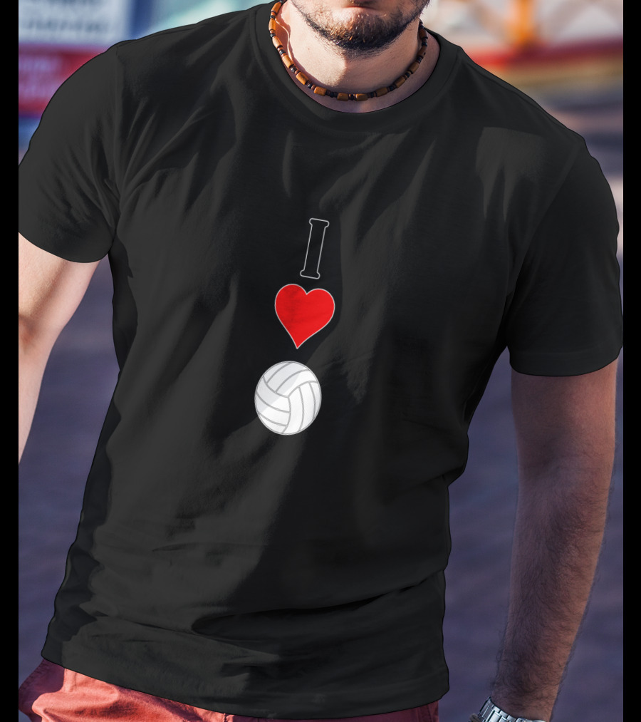 Vertical I Love Heart Volleyball T-Shirt