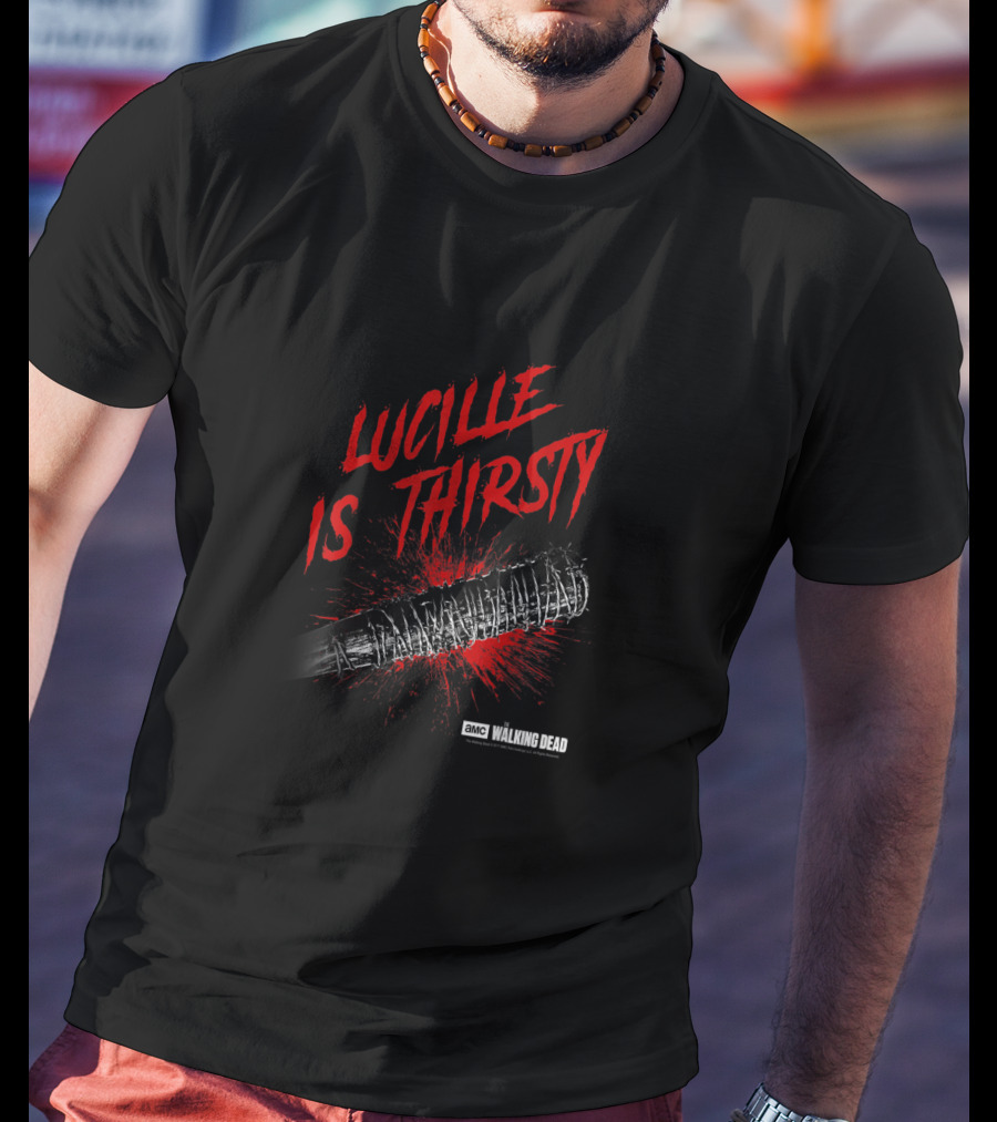 AMC Walking Dead Lucille Is Thirsty Bat With Blood Splatter T-Shirt